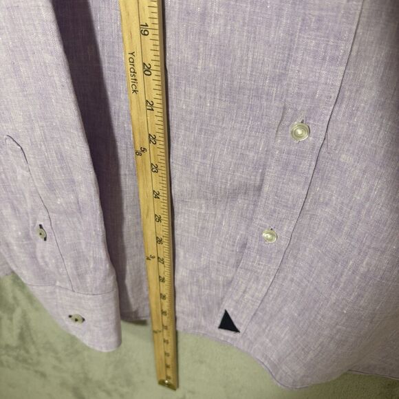 UNTUCKit Shirt Men XL Purple Long Sleeve Button 100% Linen Beachy Preppy - Picture 5 of 8